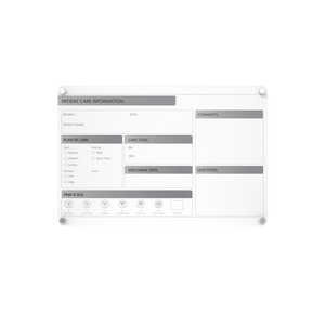 Ghent Graphics Slide Changeable Glassboard with Standoffs, Non-Magnetic, Patient Room Graphic, Horizontal, 18''H x 24''W