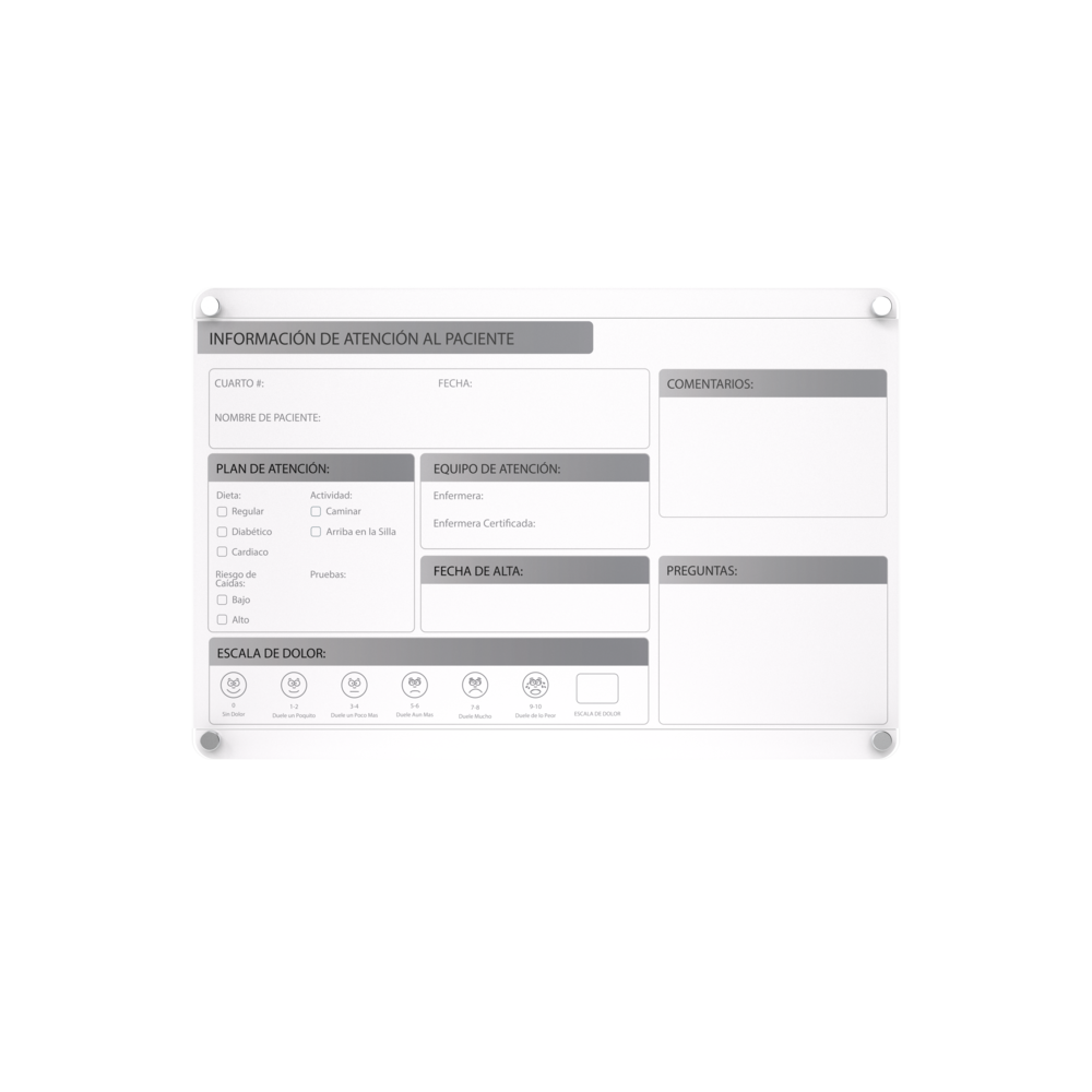 Ghent Graphics Slide Changeable Glassboard with Standoffs, Non-Magnetic, Patient Room Graphic, Horizontal, 18''H x 24''W