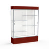 Spirit  60''W x 80''H x 16''D  Lighted Floor Case, White Back, Satin Finish, Maroon Base and Top - Waddell