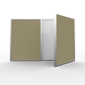 VisuALL PC Whiteboard Cabinet with Fabric Bulletin Board Exterior Doors, Beige - Ghent