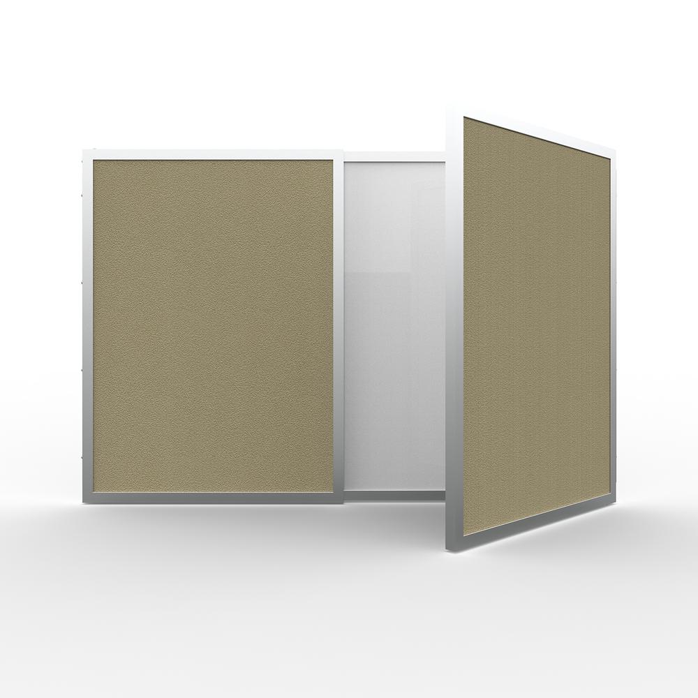 VisuALL PC Whiteboard Cabinet with Fabric Bulletin Board Exterior Doors, Beige - Ghent