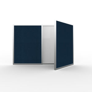 VisuALL PC Whiteboard Cabinet with Fabric Bulletin Board Exterior Doors, Blue - Ghent