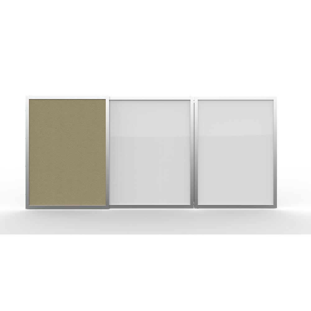 VisuALL PC Whiteboard Cabinet with Fabric Bulletin Board Exterior Doors, Beige - Ghent