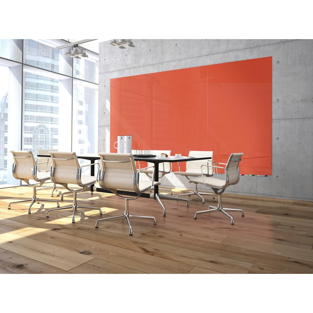 Ghent Aria 6'H x 4'W Magnetic Glass White Board, Gray Surface, Vertical, 4 Rare Earth Magnets, 4 Markers and Eraser