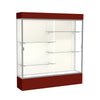 Spirit  72''W x 80''H x 16''D  Lighted Floor Case, Plaque Back, Satin Finish, Maroon Base and Top - Waddell
