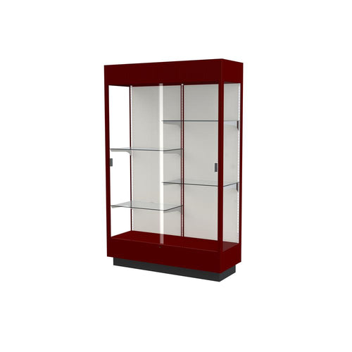 Heritage  48''W x 76''H x 18''D  Floor Case, Plaque Back, Hardwood Cordovan Finish w/ Lighted Cornice - Waddell