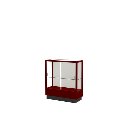 Heritage  36''W x 40''H x 14''D  Counter Case, Plaque Back, Hardwood Cordovan Finish - Waddell