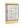 Reliant   48''W x 80''H x 16''D  Lighted Floor Case, Plaque Back, Dk. Bronze Finish,  Lt. Oak Vinyl Base - Waddell