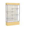 Reliant   48''W x 80''H x 16''D  Lighted Floor Case, Plaque Back, Satin Finish,  Lt. Oak Vinyl Base - Waddell