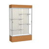 Reliant   48''W x 80''H x 16''D  Lighted Floor Case, Plaque Back, Satin Finish,  Carmel Oak Base - Waddell