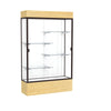Reliant   48''W x 80''H x 16''D  Lighted Floor Case, White Back, Dk. Bronze Finish,  Lt. Oak Vinyl Base - Waddell