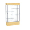 Reliant   48''W x 80''H x 16''D  Lighted Floor Case, White Back, Satin Finish,  Lt. Oak Vinyl Base - Waddell