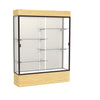 Reliant   60''W x 80''H x 16''D  Lighted Floor Case, Plaque Back, Dk. Bronze Finish,  Lt. Oak Vinyl Base - Waddell