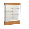 Reliant   60''W x 80''H x 16''D  Lighted Floor Case, Plaque Back, Satin Finish,  Carmel Oak Base - Waddell