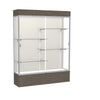 Reliant   60''W x 80''H x 16''D  Lighted Floor Case, Plaque Back, Satin Finish,  Walnut Vinyl Base - Waddell