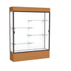 Reliant   60''W x 80''H x 16''D  Lighted Floor Case, White Back, Dk. Bronze Finish,  Carmel Oak Base - Waddell
