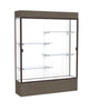 Reliant   60''W x 80''H x 16''D  Lighted Floor Case, White Back, Dk. Bronze Finish,  Walnut Vinyl Base - Waddell