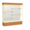 Reliant   72''W x 80''H x 16''D  Lighted Floor Case, Plaque Back, Champagne Finish,  Carmel Oak Base - Waddell