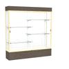 Reliant   72''W x 80''H x 16''D  Lighted Floor Case, White Back, Champagne Finish,  Walnut Vinyl Base - Waddell