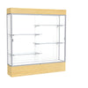 Reliant   72''W x 80''H x 16''D  Lighted Floor Case, White Back, Satin Finish,  Lt. Oak Vinyl Base - Waddell