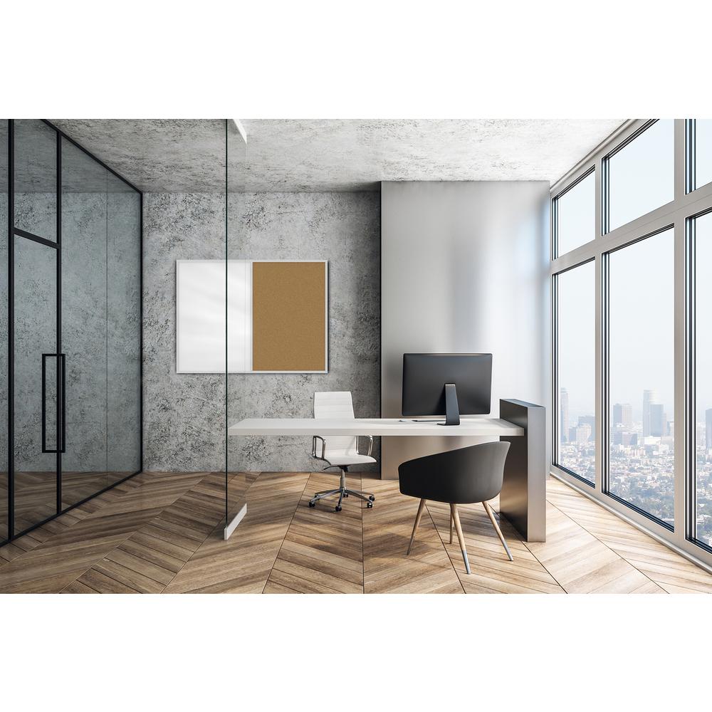 Ghent Aluminum Framed Markerboard and Cork Combo Board, 2'H x 3'W