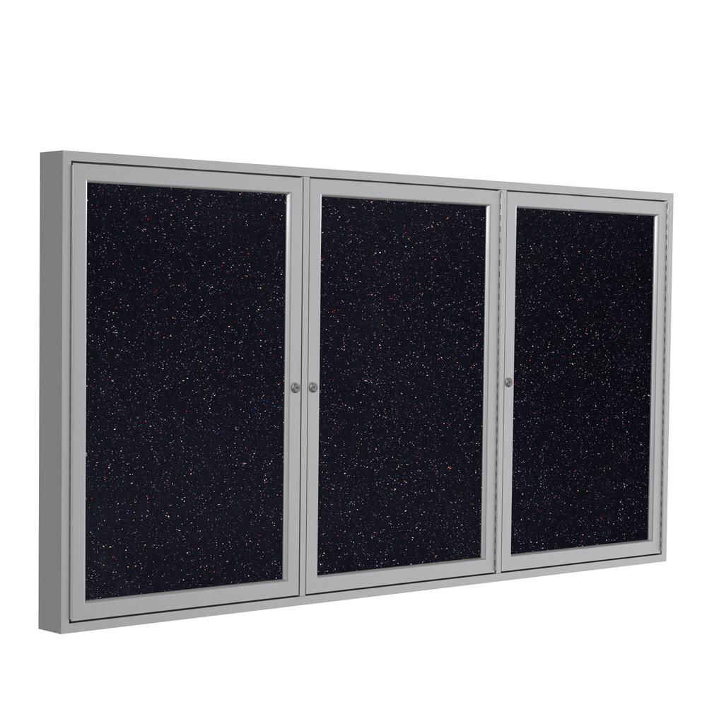 48''x72'' 3-Dr Satin Alum Fr Enclosed Recycled Rubber Bulletin Board - Confetti - Ghent
