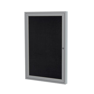 36''x36'' 1-Dr Satin Alum Fr Enclosed Recycled Rubber Bulletin Board - Black - Ghent