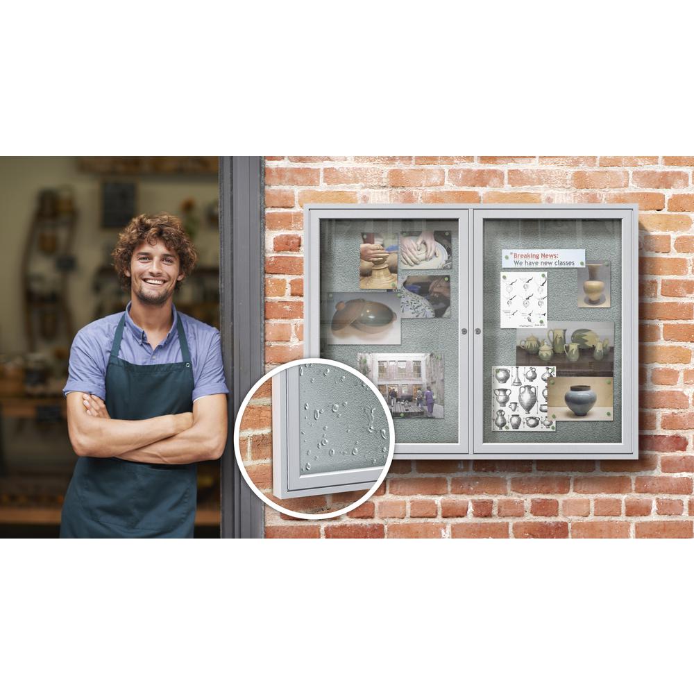 48''x72'' 3-Door Satin Aluminum Frame Enclosed Vinyl Bulletin Board - Silver - Ghent