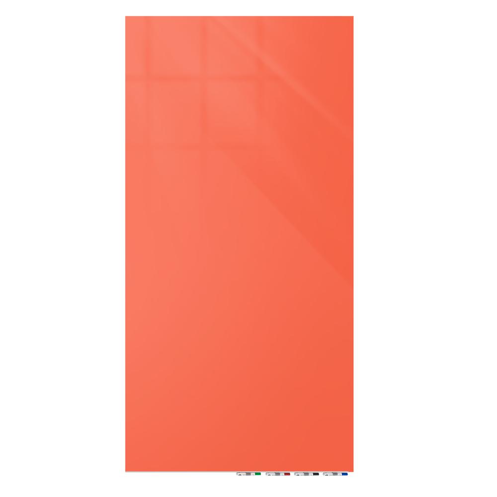 Ghent Aria 6'H x 4'W Magnetic Glass White Board, Gray Surface, Vertical, 4 Rare Earth Magnets, 4 Markers and Eraser