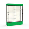 Spirit  60''W x 80''H x 16''D  Lighted Floor Case, Plaque Back, Dk. Bronze Finish, Kelly Green Base and Top - Waddell