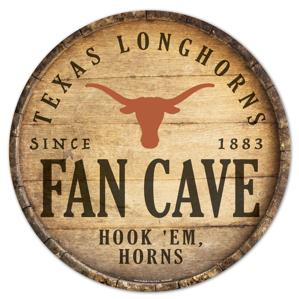 Texas Longhorns Sign Wood 14 Inch Round Barrel Top Design - Wincraft