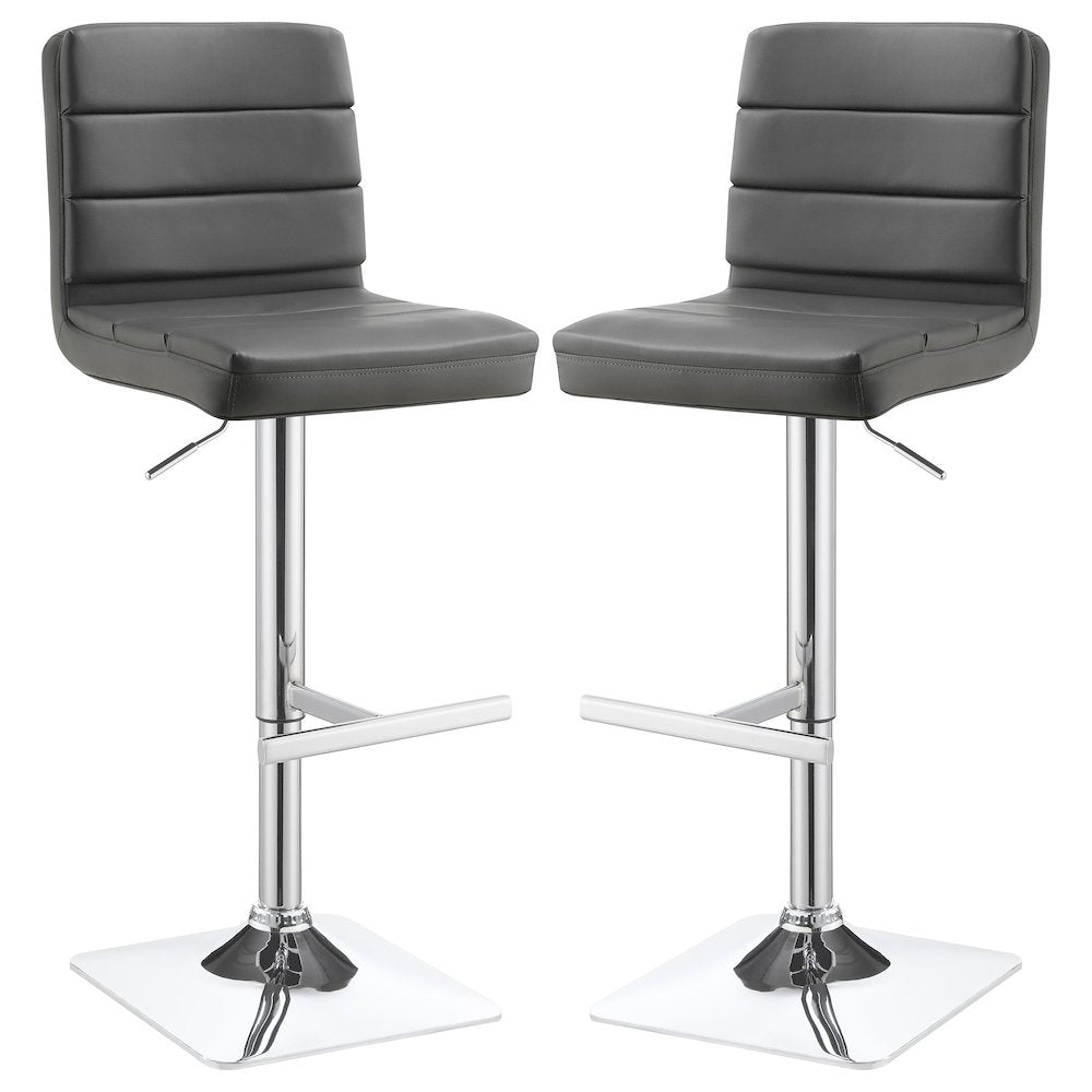 Bianca Upholstered Adjustable Bar Stool Grey (Set of 2) - Coaster Co. of America