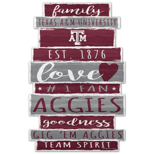 Texas A&M Aggies Sign 11x17 Wood Family Word - WinCraft