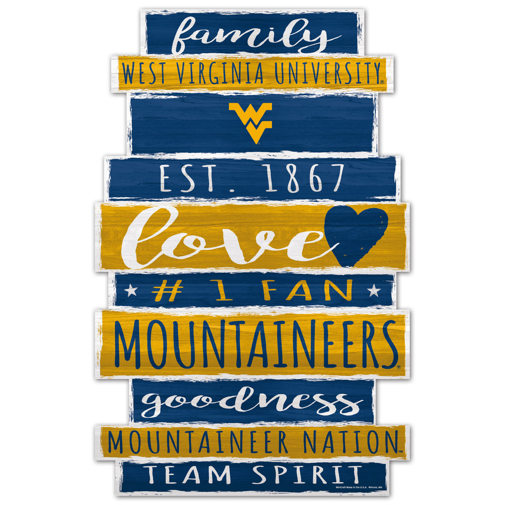 West Virginia Mountaineers Sign 11x17 Wood Family Word - WinCraft