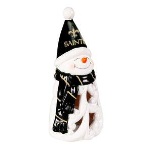 New Orleans Saints Statue 8 Inch LED Snowman - Evergreen Enterprises