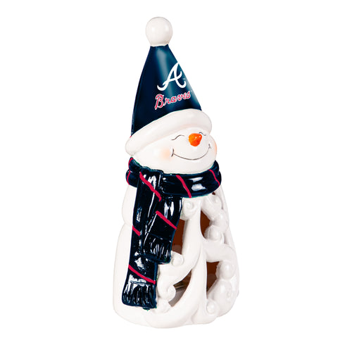 Atlanta Braves Statue 8 Inch LED Snowman - Evergreen Enterprises