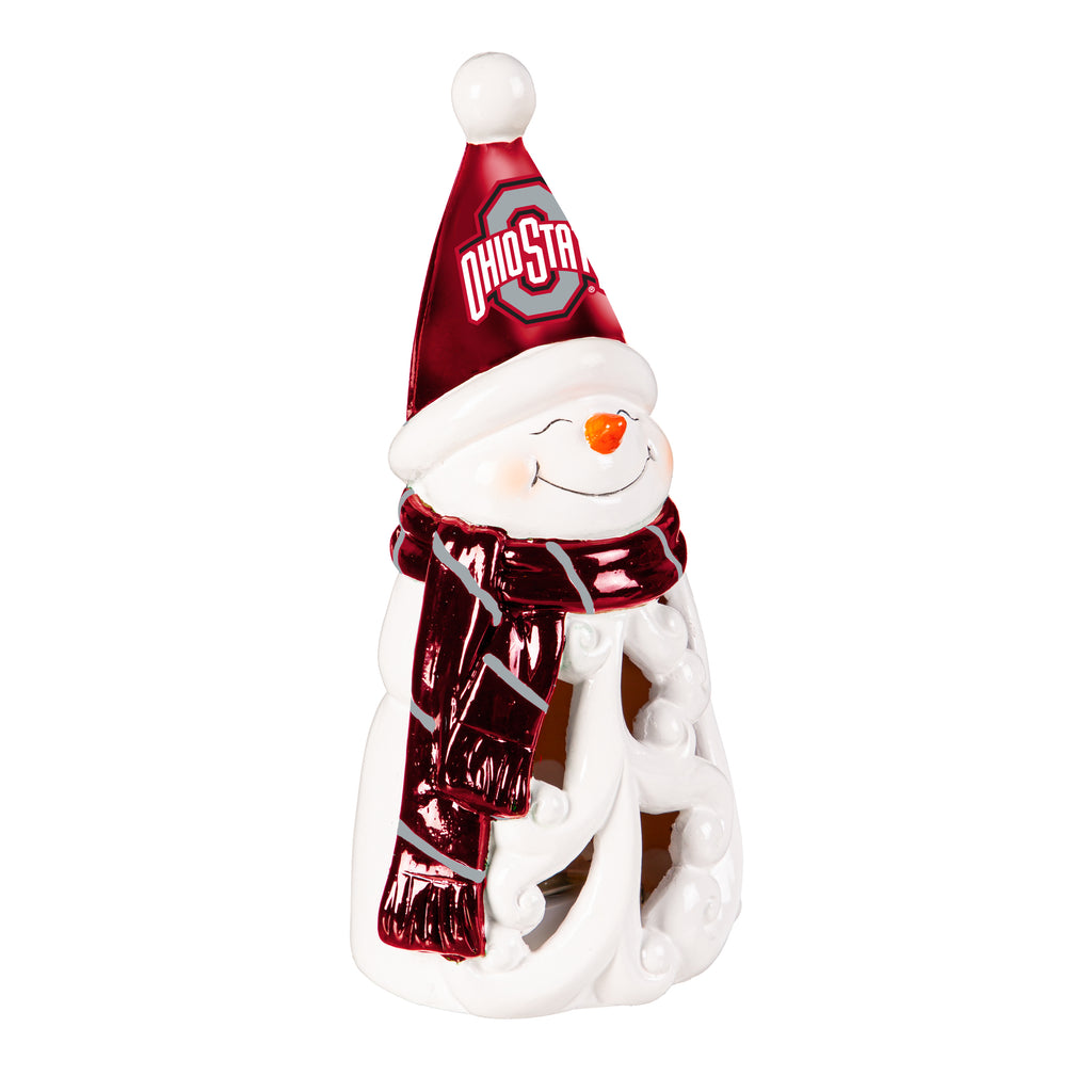 Ohio State Buckeyes Statue 8 Inch LED Snowman - Evergreen Enterprises