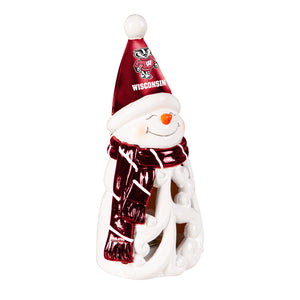 Wisconsin Badgers Statue 8 Inch LED Snowman - Evergreen Enterprises