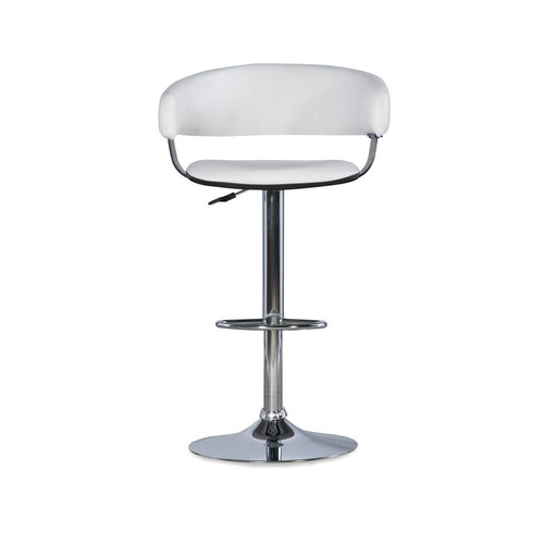 White Faux Leather Barrel & Chrome Adjustable Height Bar Stool - Powell
