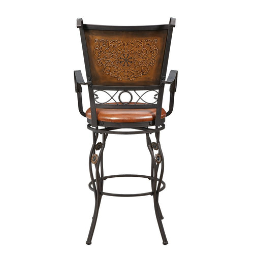 Big & Tall Copper Stamped Back Barstool with Arms - Powell