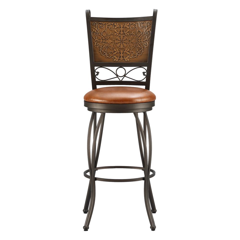 Bronze with Muted Copper Stamped Back Bar Stool, 28'' Seat Height - Powell