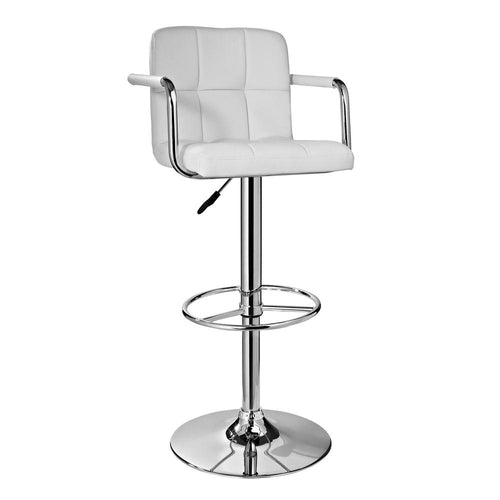 White and Chrome Quilted Barstool - Powell