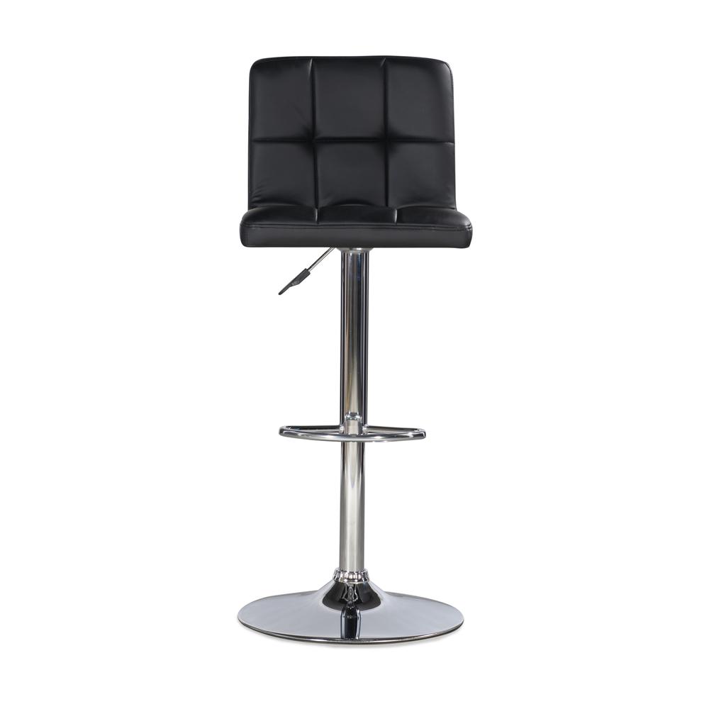 Black Quilted Faux Leather & Chrome Adjustable Height Bar Stool - Powell