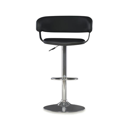 Black Faux Leather Barrel & Chrome Adjustable Height Bar Stool - Powell