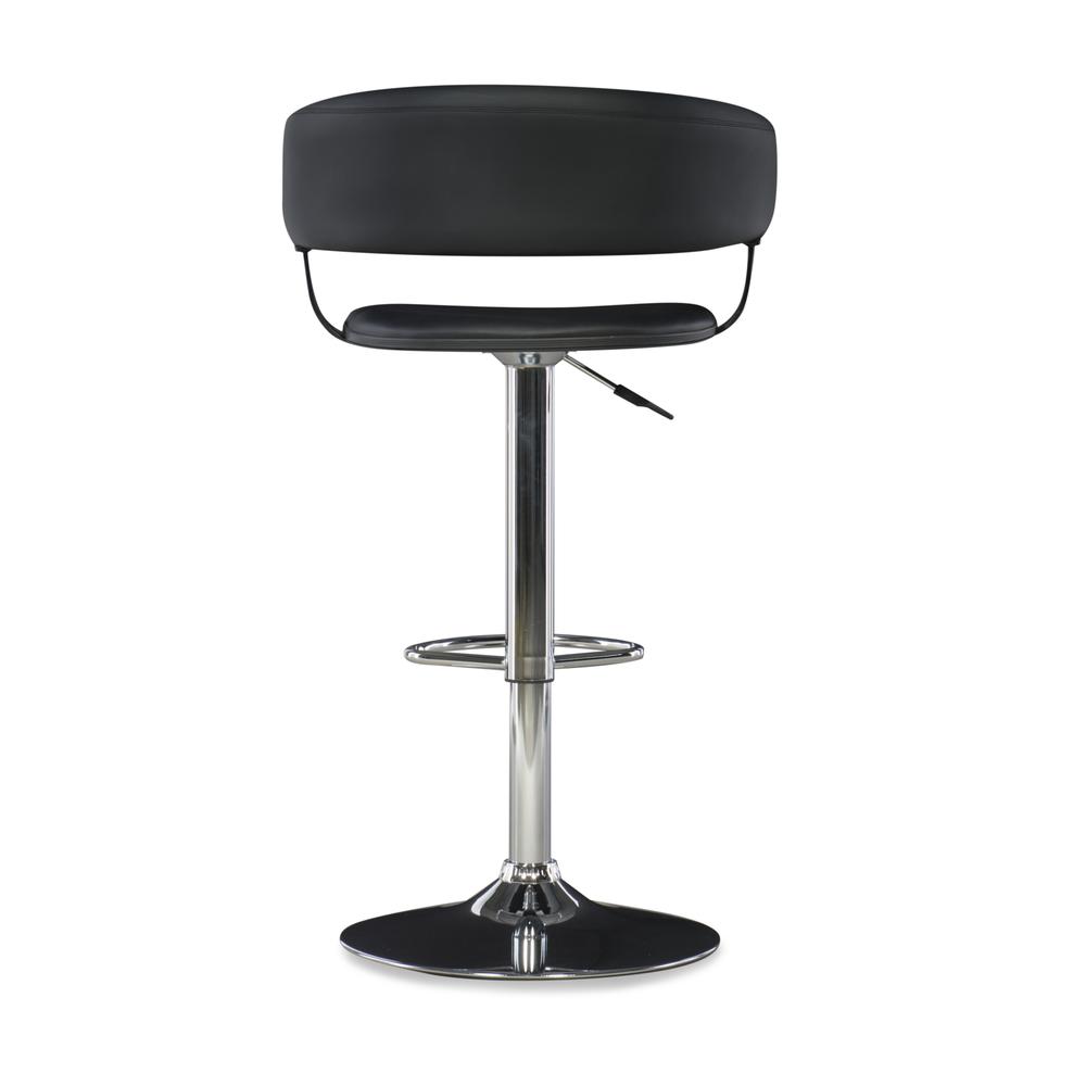 Black Faux Leather Barrel & Chrome Adjustable Height Bar Stool - Powell