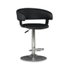 Black Faux Leather Barrel & Chrome Adjustable Height Bar Stool - Powell