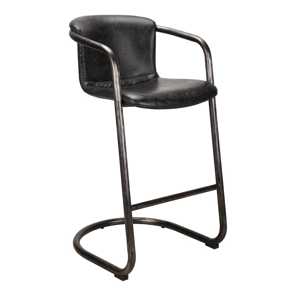 Freeman Barstool Onyx Black Leather - Set Of Two - Moe's
