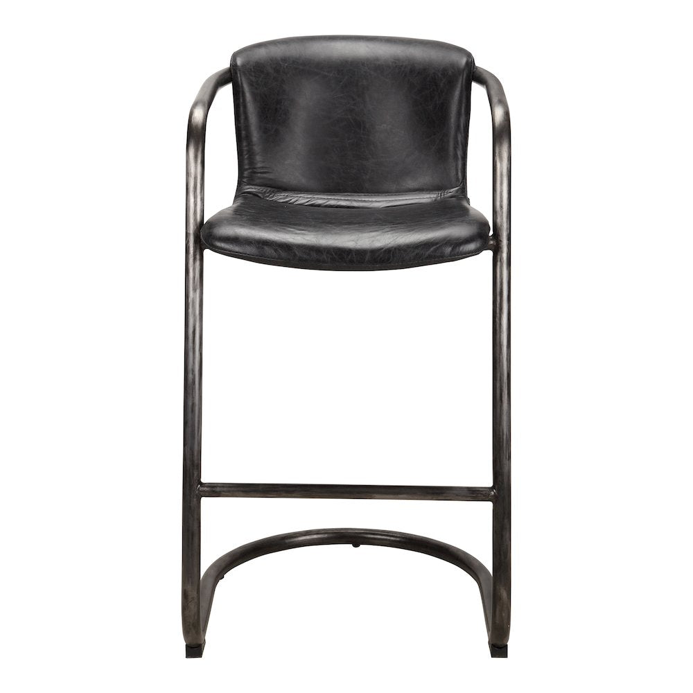 Freeman Barstool Onyx Black Leather - Set Of Two - Moe's