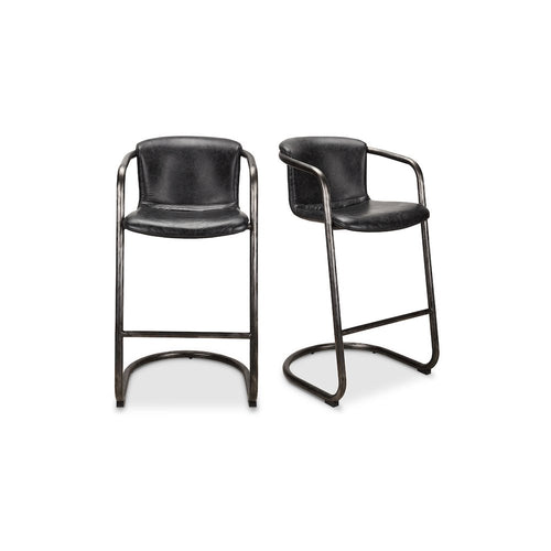 Freeman Barstool Onyx Black Leather - Set Of Two - Moe's