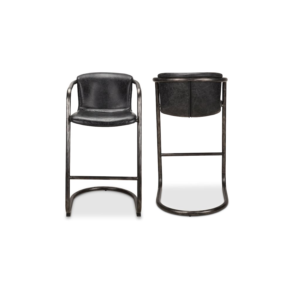 Freeman Barstool Onyx Black Leather - Set Of Two - Moe's